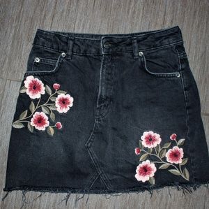 Topshop black denim skirt